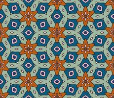 Abstract colorful doodle geometric flower seamless pattern. Floral background. Kaleidoscope mosaic, geo tile of thin line ornament. vector