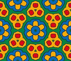 Abstract colorful doodle geometric flower seamless pattern. Floral background. Kaleidoscope mosaic, geo tile of thin line ornament. vector