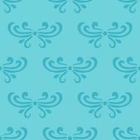 Colorful blue abstract damask seamless pattern of curls in retro style. Floral vintage background. Art nouveau style design. vector