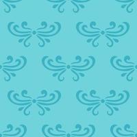 Colorful blue abstract damask seamless pattern of curls in retro style. Floral vintage background. Art nouveau style design. vector