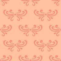 Pastel orange abstract damask seamless pattern of curls in retro style. Floral vintage background. Art nouveau style design.