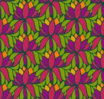 Floral seamless pattern with lotus and green leaves. Colorful tropical background with fantasy flowers. Tropic seamless pattern. vector