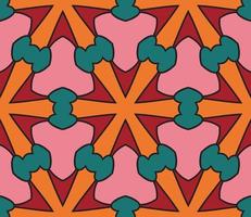 Abstract colorful doodle geometric flower seamless pattern. Floral background. Kaleidoscope mosaic, geo tile of thin line ornament. vector