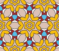 Abstract colorful doodle geometric flower seamless pattern. Floral background. Kaleidoscope mosaic, geo tile of thin line ornament. vector