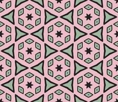Abstract colorful doodle geometric flower seamless pattern. Floral background. Kaleidoscope mosaic, geo tile of thin line ornament. vector