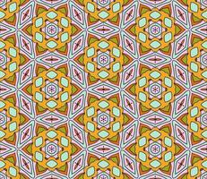 Abstract colorful doodle geometric flower seamless pattern. Floral background. Kaleidoscope mosaic, geo tile of thin line ornament. vector
