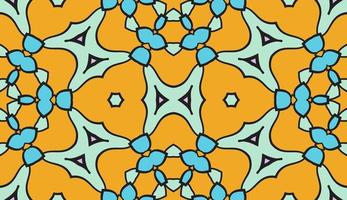 Abstract colorful doodle geometric flower seamless pattern. Floral background. Kaleidoscope mosaic, geo tile of thin line ornament. vector