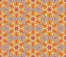 Abstract colorful doodle geometric flower seamless pattern. Floral background. Kaleidoscope mosaic, geo tile of thin line ornament. vector