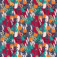 Modern hand draw colorful abstract seamless pattern with geometrical shapes. Circles, triangles, lines. vector