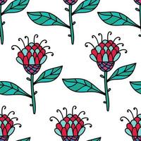 Doodle abstract colorful floral seamless pattern. Hand drawn flower background. vector