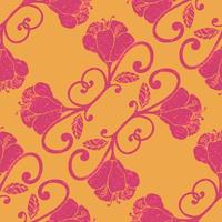 Colorful hand drawn floral seamless pattern. Abstract background with grunge flowers. vector