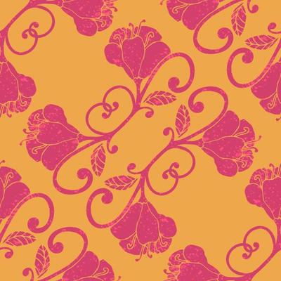 Colorful hand drawn floral seamless pattern. Abstract background with grunge flowers.