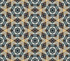 Abstract colorful doodle geometric flower seamless pattern. Floral background. Kaleidoscope mosaic, geo tile of thin line ornament. vector