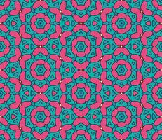 Abstract colorful doodle geometric flower seamless pattern. Floral background. Kaleidoscope mosaic, geo tile of thin line ornament. vector