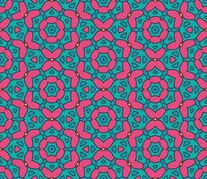 Abstract colorful doodle geometric flower seamless pattern. Floral background. Kaleidoscope mosaic, geo tile of thin line ornament. vector