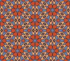 Abstract colorful doodle geometric flower seamless pattern. Floral background. Kaleidoscope mosaic, geo tile of thin line ornament. vector