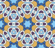 Abstract colorful doodle geometric flower seamless pattern. Floral background. Kaleidoscope mosaic, geo tile of thin line ornament. vector