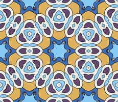 Abstract colorful doodle geometric flower seamless pattern. Floral background. Kaleidoscope mosaic, geo tile of thin line ornament. vector