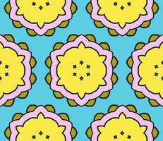 Abstract colorful doodle geometric flower seamless pattern. Floral background. Kaleidoscope mosaic, geo tile of thin line ornament. vector