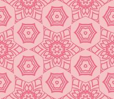 Abstract colorful doodle geometric flower seamless pattern. Floral background. Kaleidoscope mosaic, geo tile of thin line ornament. vector