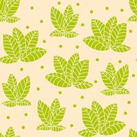 Floral seamless pattern with dots and leaves. vector