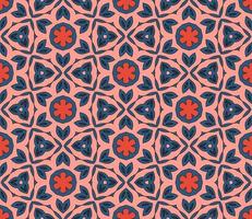 Abstract colorful doodle geometric flower seamless pattern. Floral background. Kaleidoscope mosaic, geo tile of thin line ornament. vector