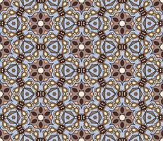 Abstract colorful doodle geometric flower seamless pattern. Floral background. Kaleidoscope mosaic, geo tile of thin line ornament. vector