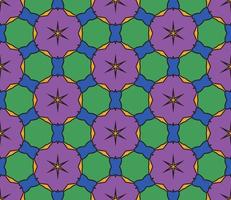 Abstract colorful doodle geometric flower seamless pattern. Floral background. Kaleidoscope mosaic, geo tile of thin line ornament. vector