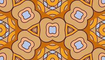 Abstract colorful doodle geometric flower seamless pattern. Floral background. Kaleidoscope mosaic, geo tile of thin line ornament. vector