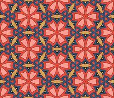 Abstract colorful doodle geometric flower seamless pattern. Floral background. Kaleidoscope mosaic, geo tile of thin line ornament. vector