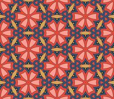 Abstract colorful doodle geometric flower seamless pattern. Floral background. Kaleidoscope mosaic, geo tile of thin line ornament. vector