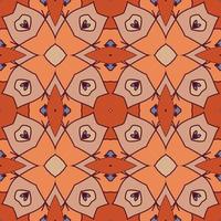 Abstract colorful doodle geometric flower seamless pattern. Floral background. Kaleidoscope mosaic, geo tile of thin line ornament. vector
