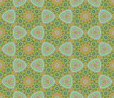 Abstract colorful doodle geometric flower seamless pattern. Floral background. Kaleidoscope mosaic, geo tile of thin line ornament. vector