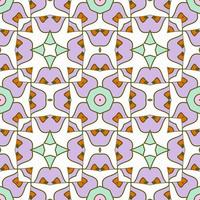 Abstract colorful doodle geometric flower seamless pattern. Floral background. Kaleidoscope mosaic, geo tile of thin line ornament. vector