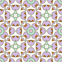 Abstract colorful doodle geometric flower seamless pattern. Floral background. Kaleidoscope mosaic, geo tile of thin line ornament. vector