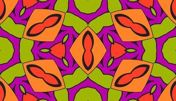 Abstract colorful doodle geometric flower seamless pattern. Floral background. Kaleidoscope mosaic, geo tile of thin line ornament. vector