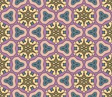 Abstract colorful doodle geometric flower seamless pattern. Floral background. Kaleidoscope mosaic, geo tile of thin line ornament. vector