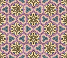 Abstract colorful doodle geometric flower seamless pattern. Floral background. Kaleidoscope mosaic, geo tile of thin line ornament. vector