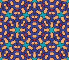 Abstract colorful doodle geometric flower seamless pattern. Floral background. Kaleidoscope mosaic, geo tile of thin line ornament. vector
