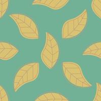 Seamless pattern with thin line leaves. Natural ornament background. vector