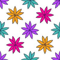 Seamless pattern with colorful geometric flowers. Floral ornament background. vector