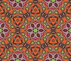 Abstract colorful doodle geometric flower seamless pattern. Floral background. Kaleidoscope mosaic, geo tile of thin line ornament. vector