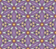 Abstract colorful doodle geometric flower seamless pattern. Floral background. Kaleidoscope mosaic, geo tile of thin line ornament. vector