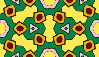 Abstract colorful doodle geometric flower seamless pattern. Floral background. Kaleidoscope mosaic, geo tile of thin line ornament. vector