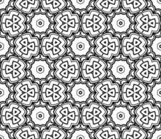 Abstract colorful doodle geometric flower seamless pattern. Floral background. Kaleidoscope mosaic, geo tile of thin line ornament. vector