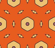Abstract colorful doodle geometric flower seamless pattern. Floral background. Kaleidoscope mosaic, geo tile of thin line ornament. vector