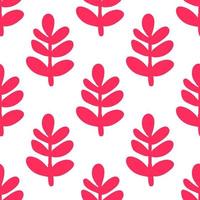 Cute cartoon flower seamless pattern. Background with plant, branch, leaves. Wrapping paper, textile. vector