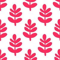 Cute cartoon flower seamless pattern. Background with plant, branch, leaves. Wrapping paper, textile. vector