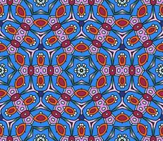 Abstract colorful doodle geometric flower seamless pattern. Floral background. Mosaic, geo tile of thin line ornament. vector