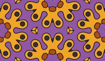 Abstract colorful doodle geometric flower seamless pattern. Floral background. Kaleidoscope mosaic, geo tile of thin line ornament. vector